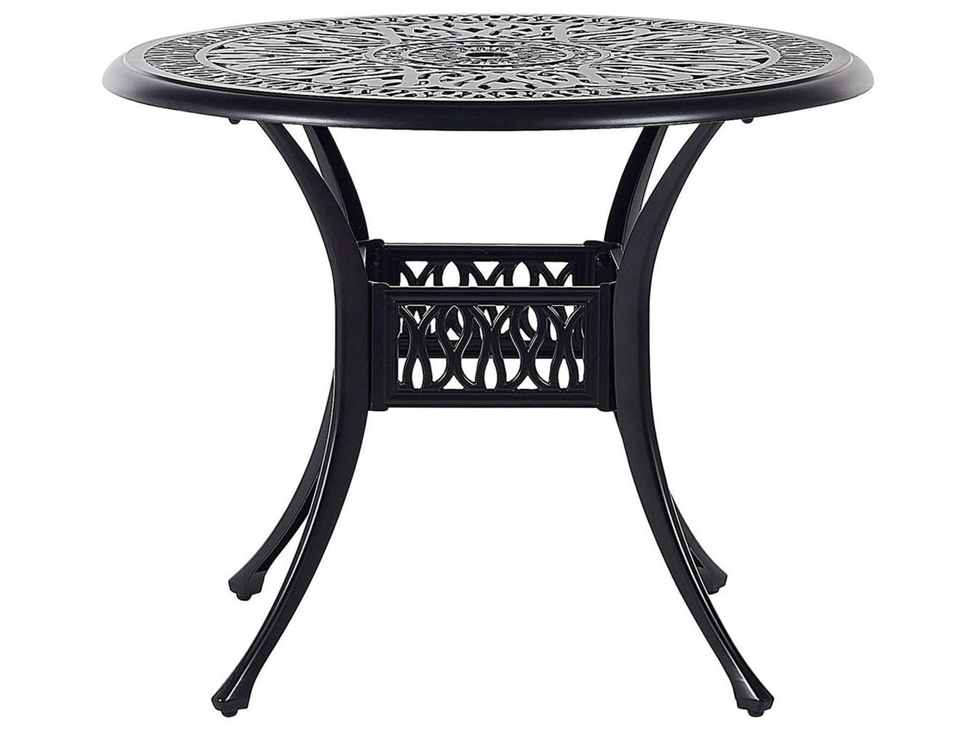 Garden Dining Set 4 Seater ANCONA with Cushions Metal Black