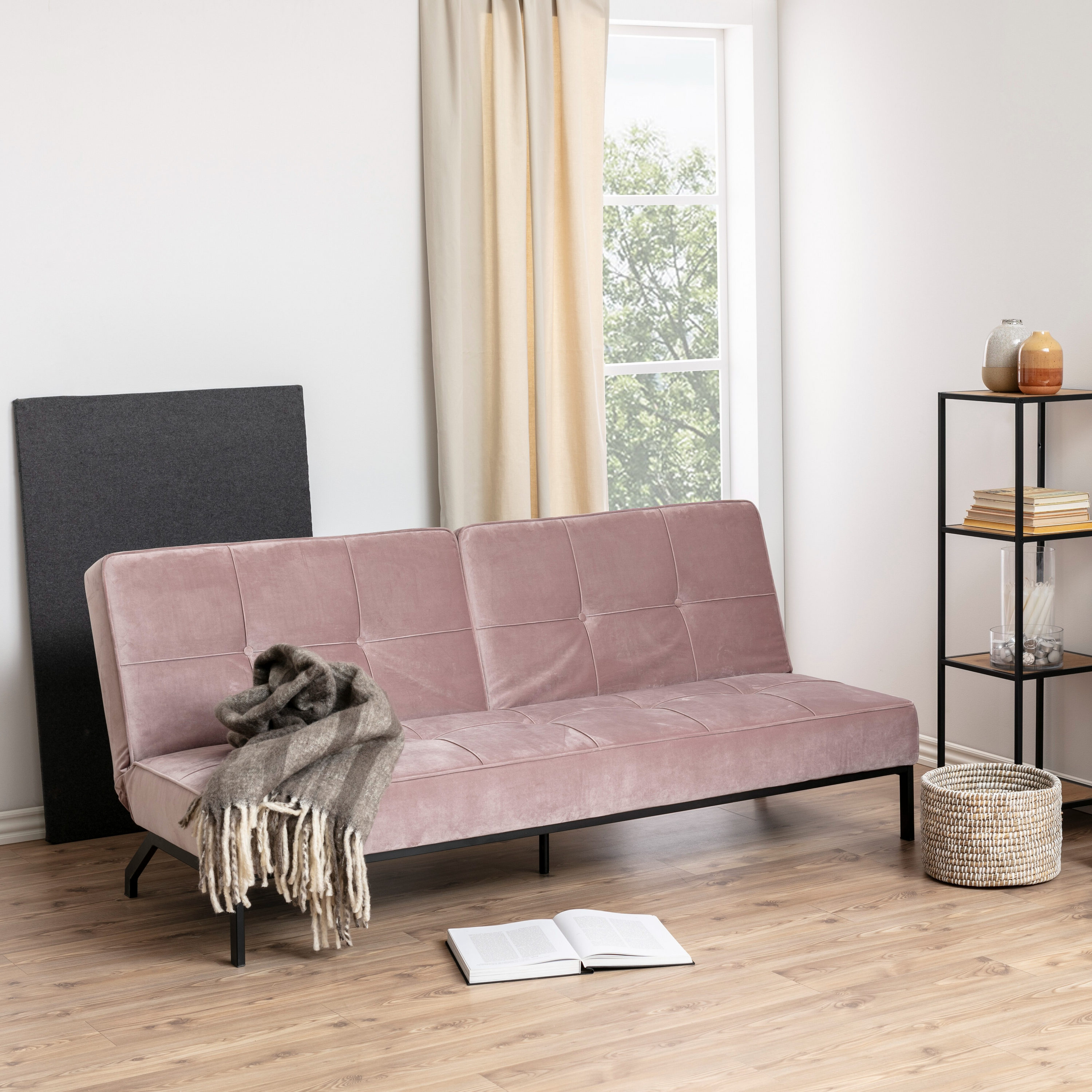 by fonQ basic Sabine Slaapbank - Fluweel - Dusty Pink