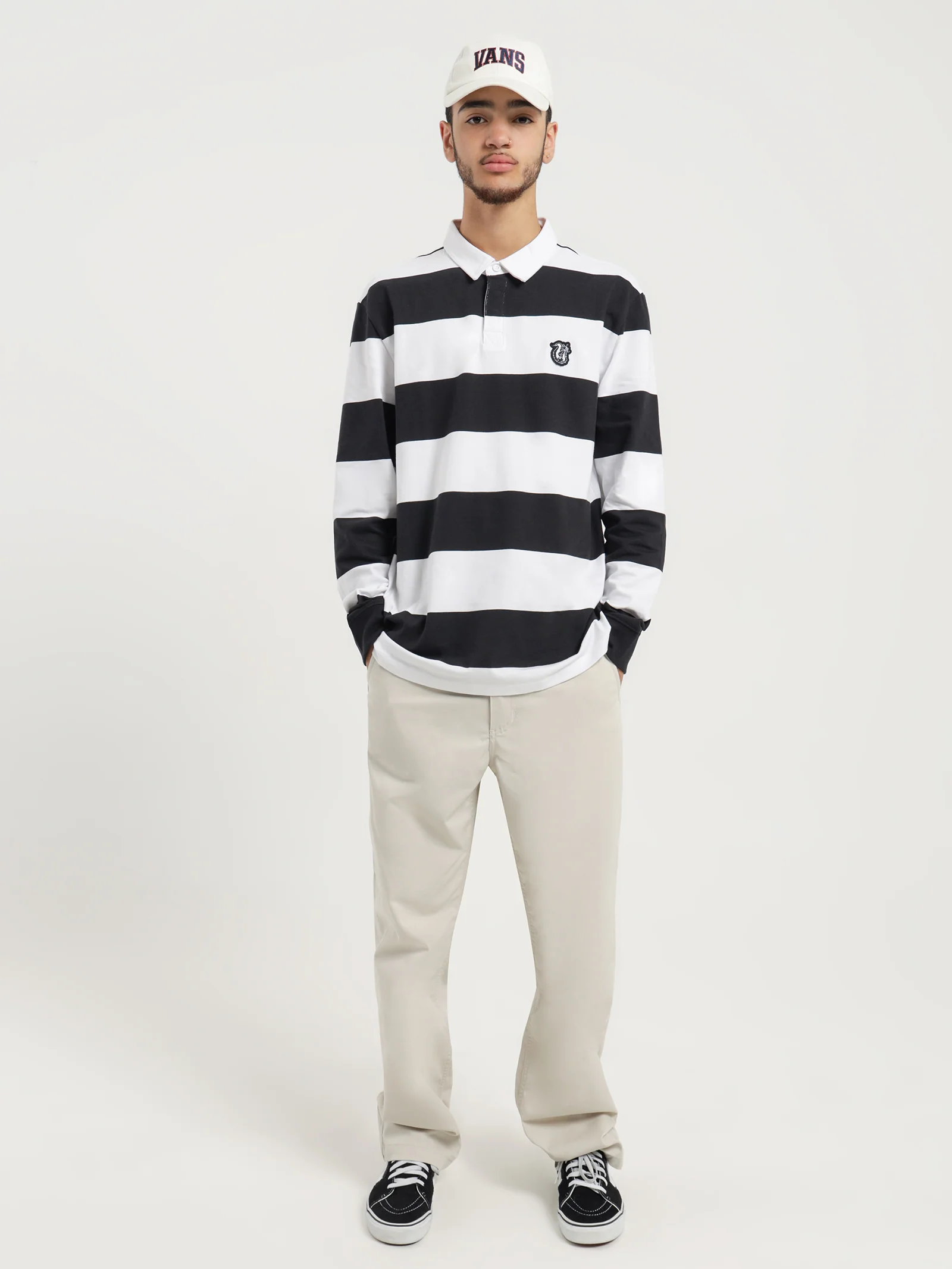 Checkerboard Research Long Sleeve Polo Shirt