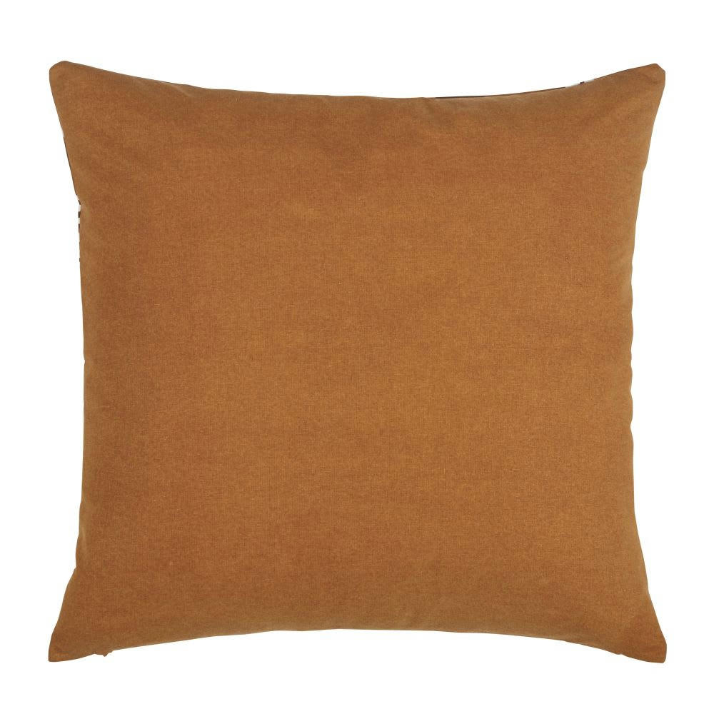 MAWE - Coussin en coton caramel imprimé écru 45x45