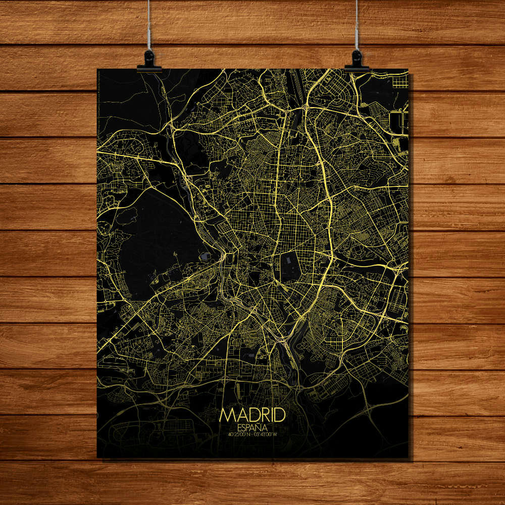 - Affiche Madrid Carte Nuit 40x50