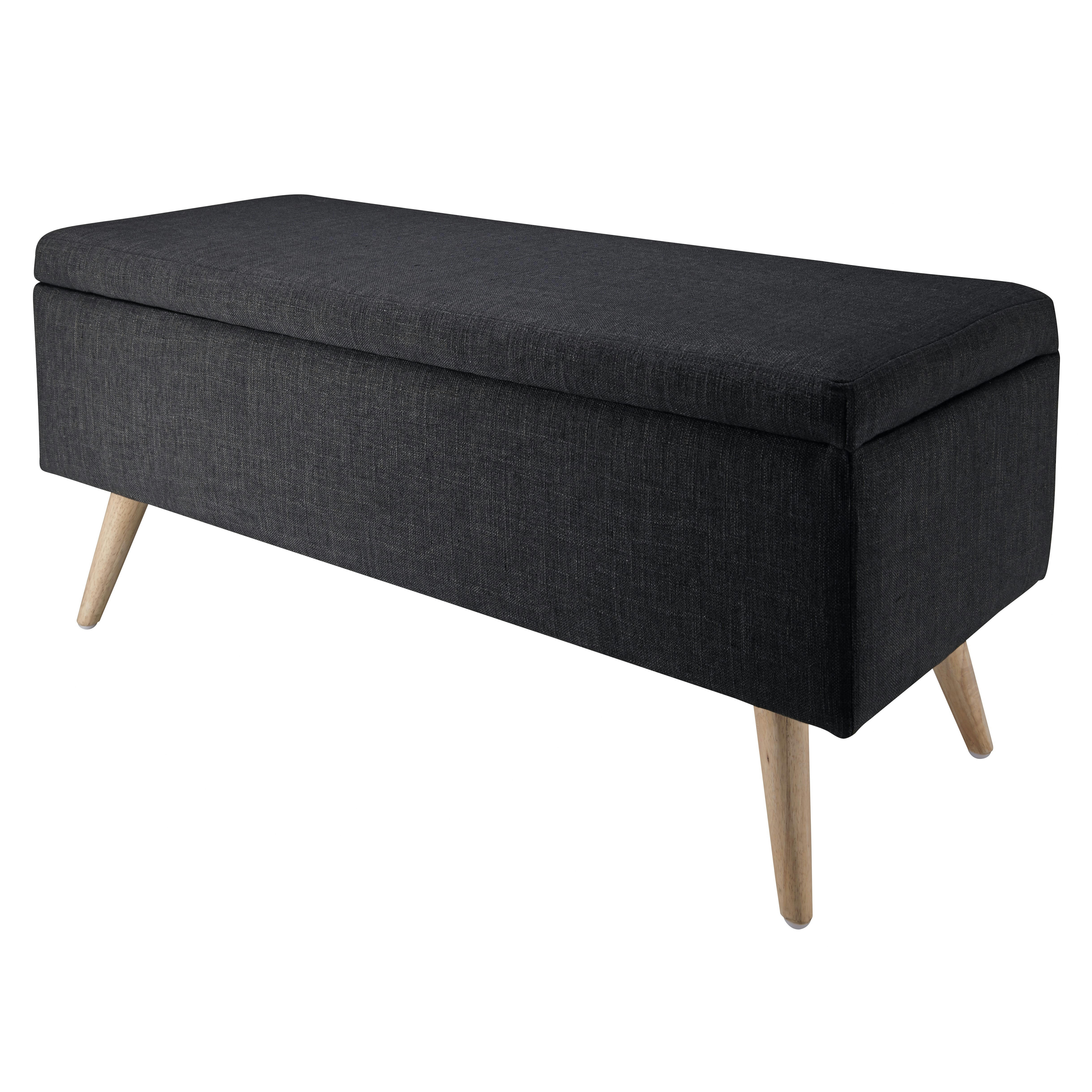 OLIVER - Banquette coffre gris anthracite