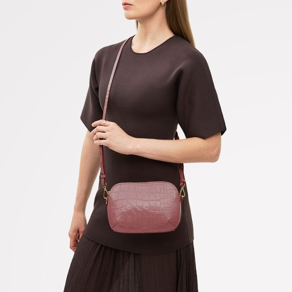 Dukes Place - Faux Croc - Medium Ziptop Cross Body Bag