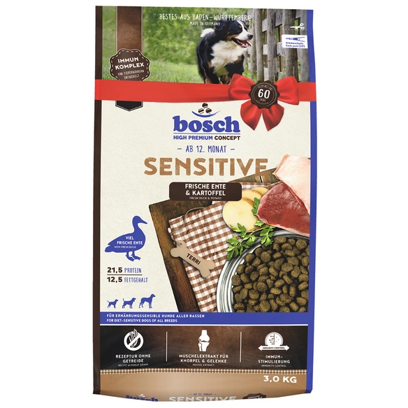 Hundetrockenfutter »Sensitive«, 4 Stück, je 3 kg, Ente/Kartoffel