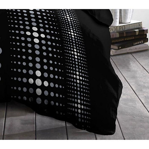 Parure de couette microfibre Steevy - 1 housse de couette 140x200 cm   1 taie 63x63 cm - Noir - HOME LINGE PASSION