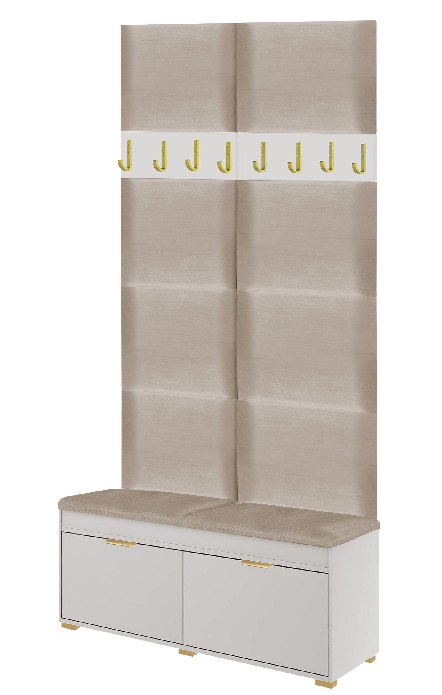 Zestaw Do Przedpokoju Fala 3P8 Kaszmir Beż/Kz 100X37X213 Cm Welur Beż