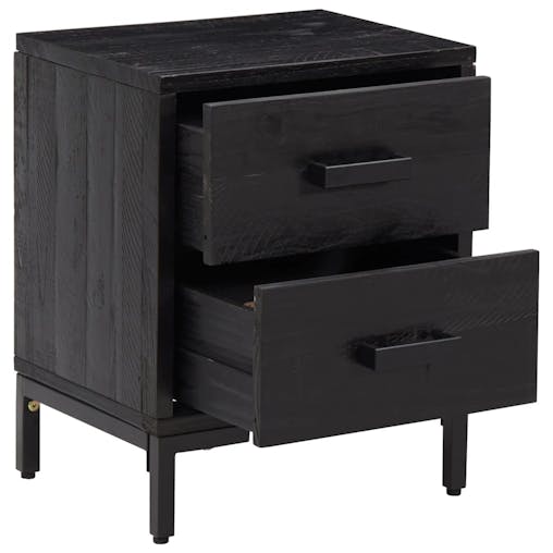 NNEVL Bedside Cabinet Black 36x30x45 cm Solid Recycled Pinewood