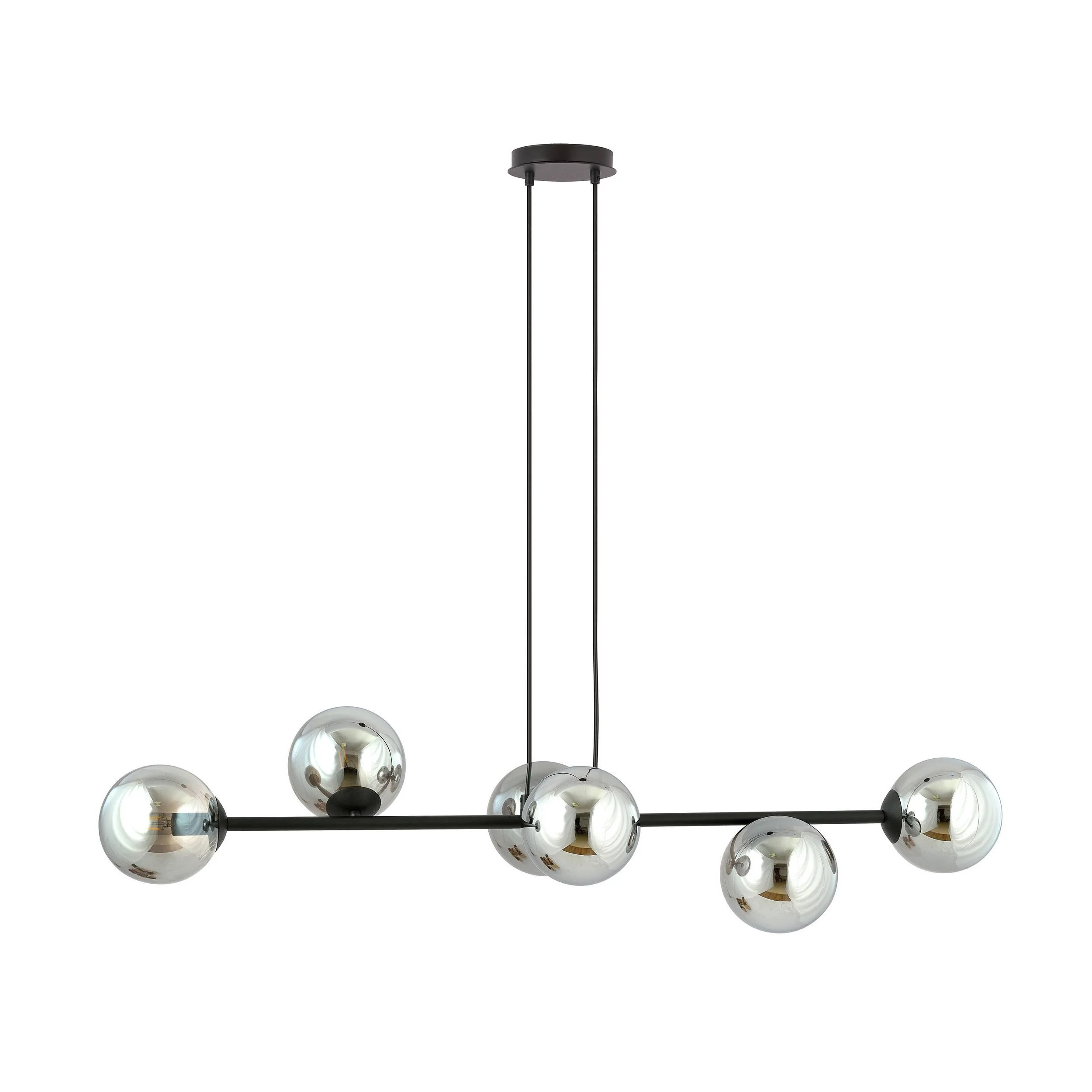 Zwarte hanglamp eettafel Valentino 6-lichts