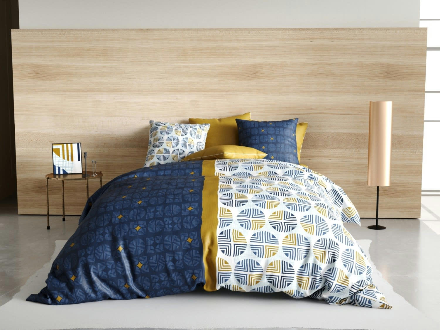 SIRIUS - Parure de drap coton bleu 180x290 cm