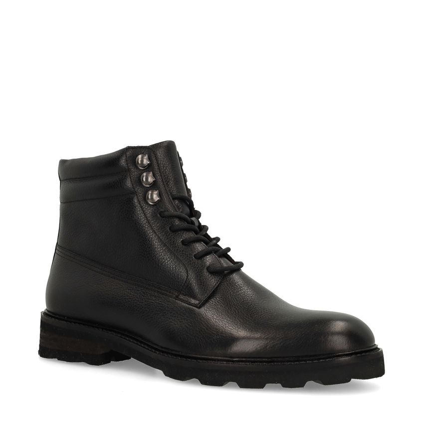 Manfield Zwarte leren veterboots