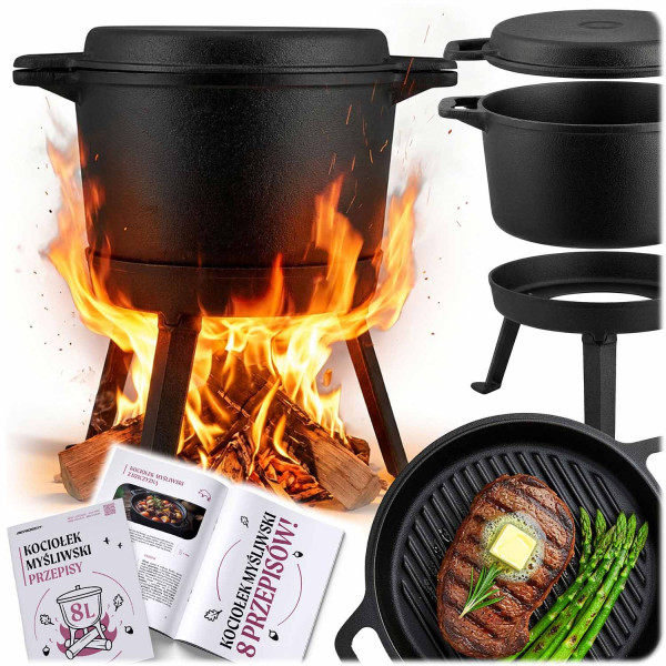 Kociołek żeliwny 8L Berdsen BD-480 garnek   patelnia grill   przepisy