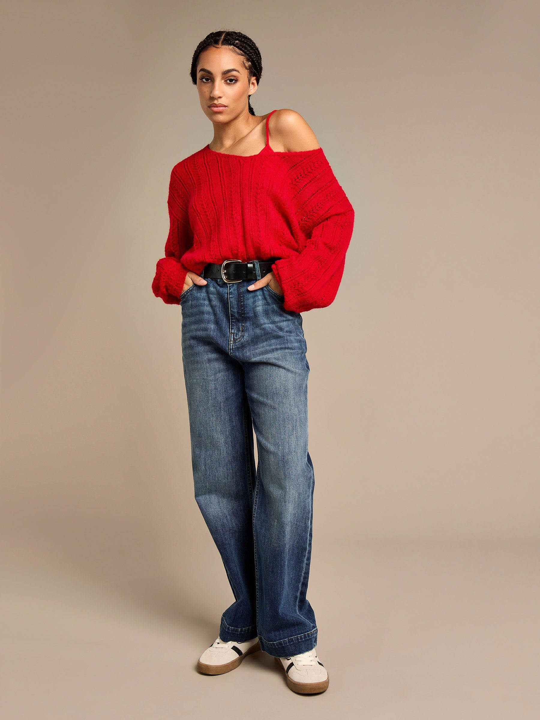 GWD by GEORGE W. DAVIES GWD Arla-Bailey Red Wool Knit Top