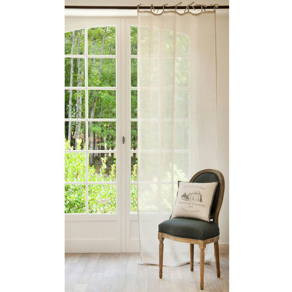 - Rideau à nouettes en lin beige à l'unité 105x300