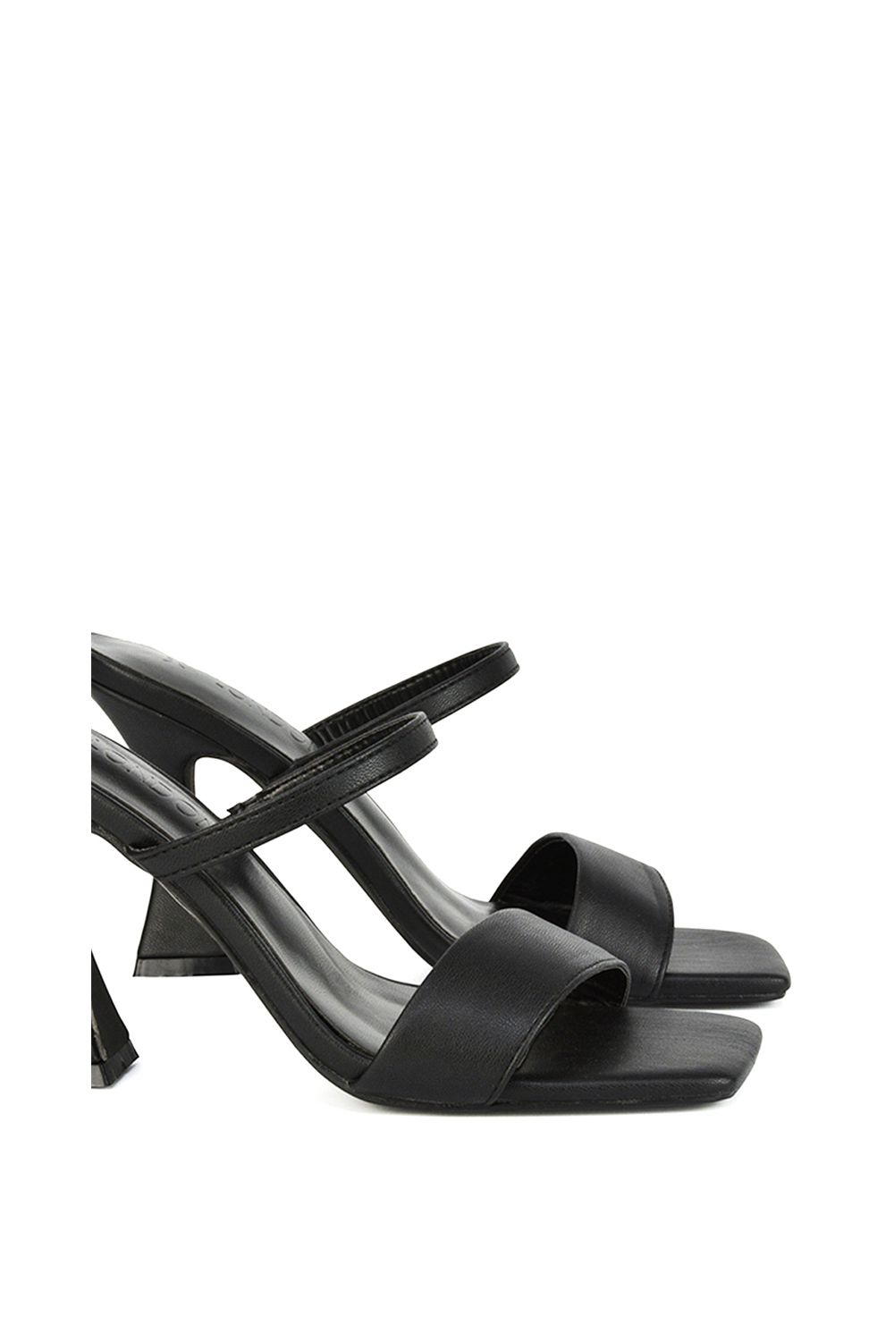 XY London Haven' Double Strap Square Toe Sculptured Heel Mule Sandals
