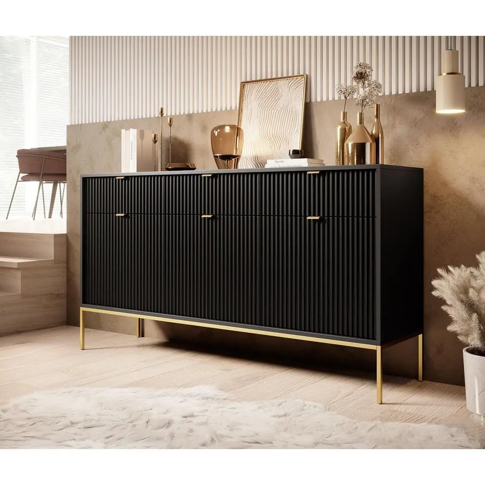 Meubella - Dressoir Navil 2 - Zwart - 154 cm