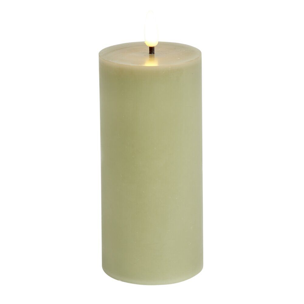 Bougie pilier à LED vert Ø7xH15cm