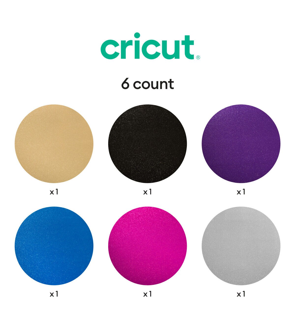 Cricut 12 x 12 Multicolor Shimmer Permanent Vinyl Samplers 6ct