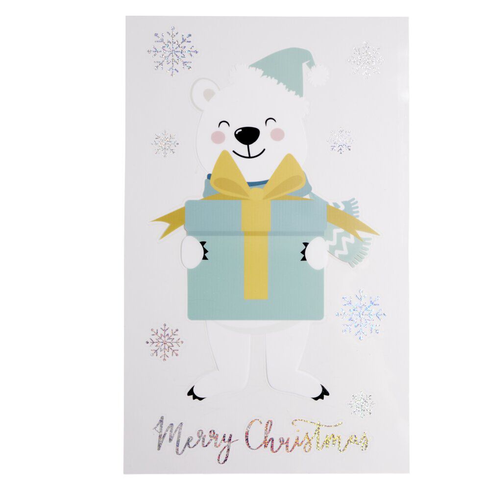 Sticker repositionnable motif ours de no&euml;l