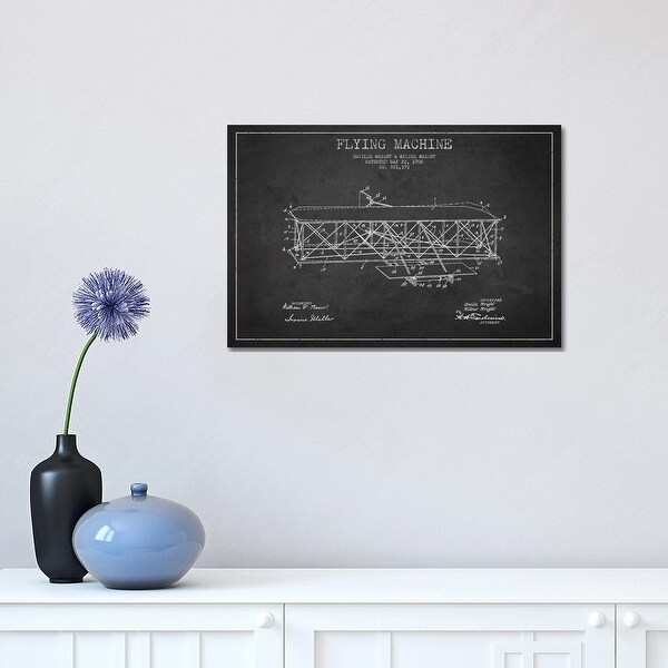 iCanvas "Airplane Charcoal Patent Blueprint" by Aged Pixel Canvas Print