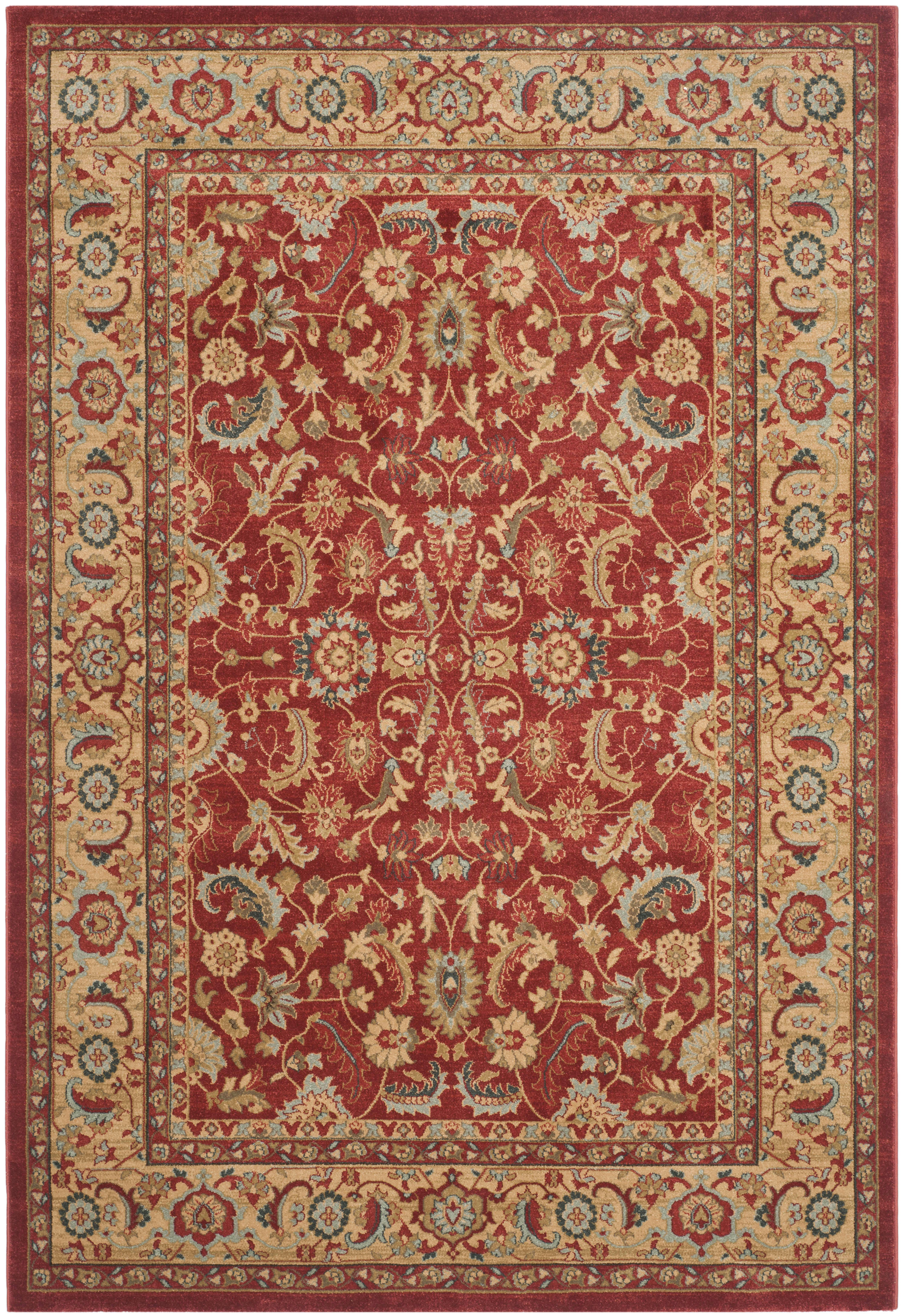 MAHAL - Tapis de salon interieur en rouge & multi, 201 x 279 cm