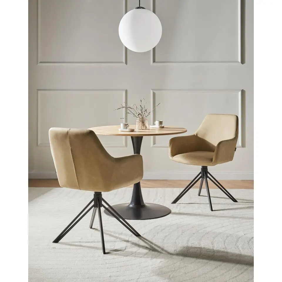 SANSARC - Eetkamerstoel set van 2 - Beige - Kunstleer