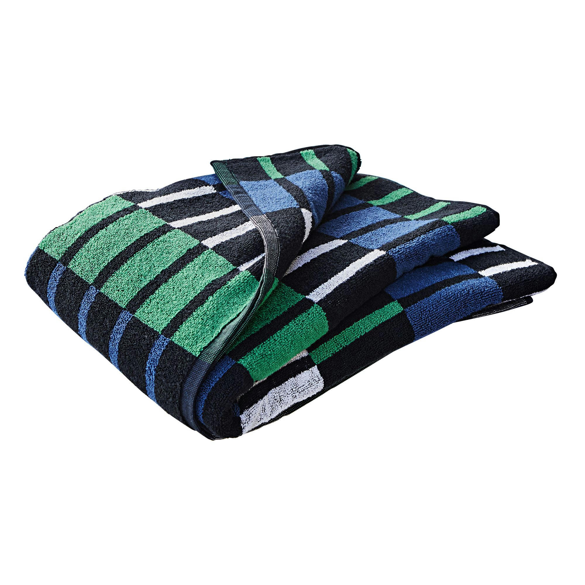 CARREAUX DE MER - Drap de plage 90x172 bleu en coton 420 g/m²