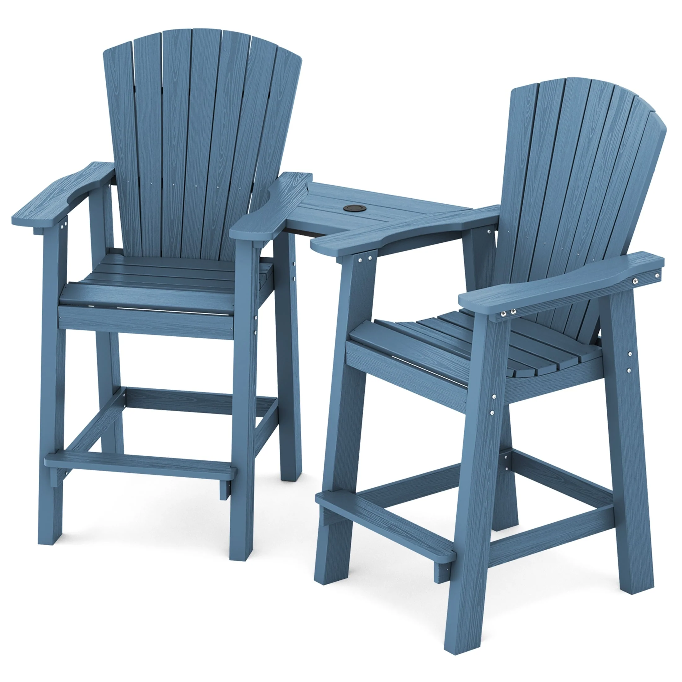 Outdoor Tall Adirondack Chair Set of 2 with Connecting Tray