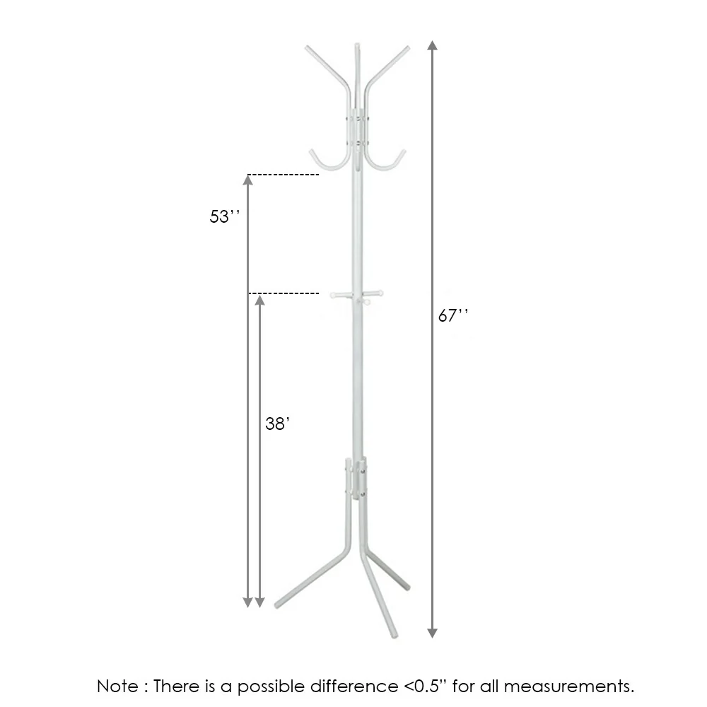 Furinno FNBK-22123 Yijin Metal Hat and Coat Stand, White