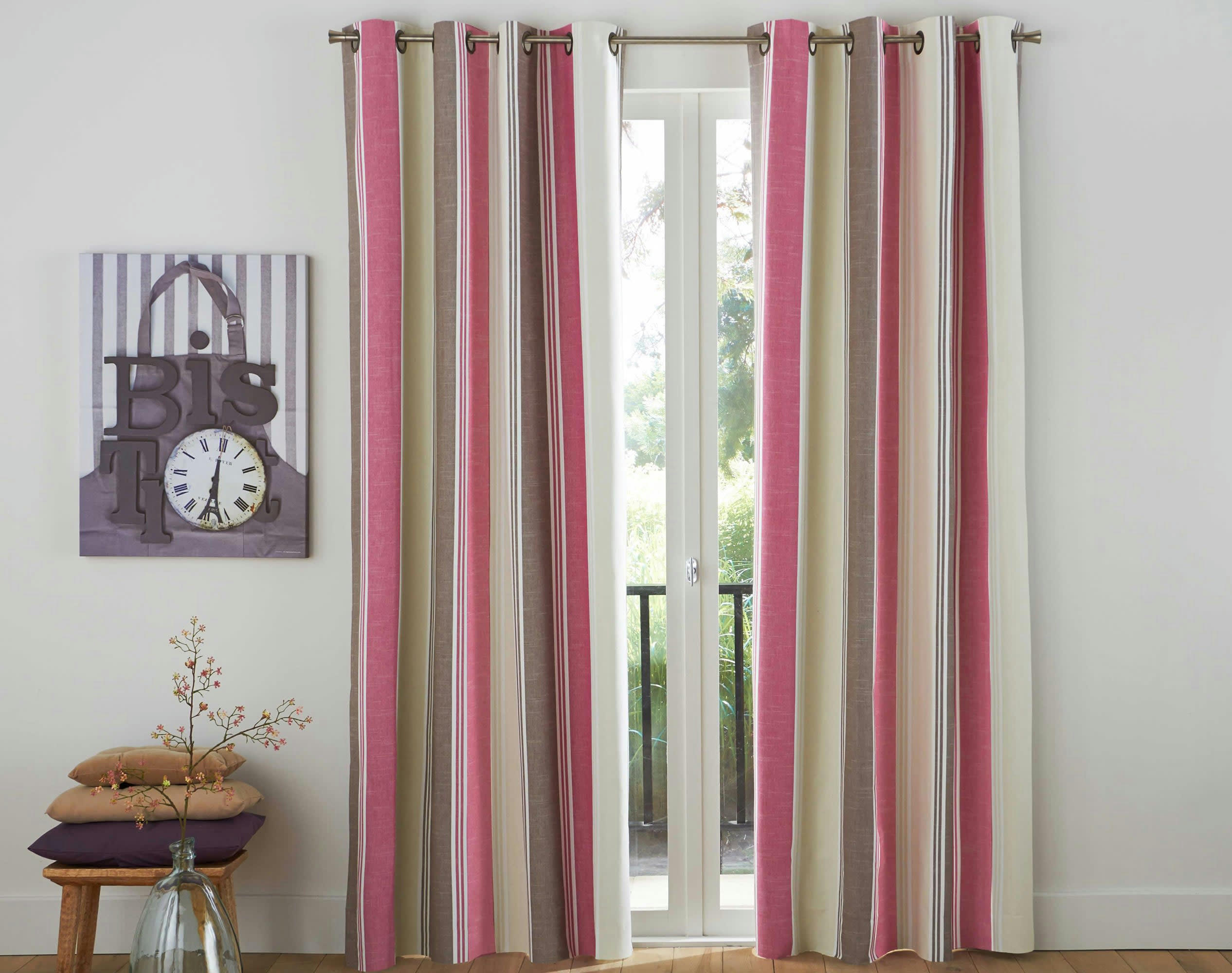 ALPS - Rideau à l'unité monté sur œillet 135x260 en coton rose