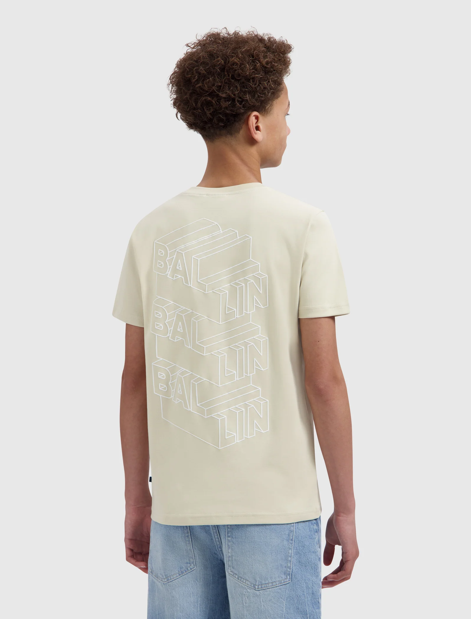 Junior Stacked Logo Sketch T-shirt | Sand