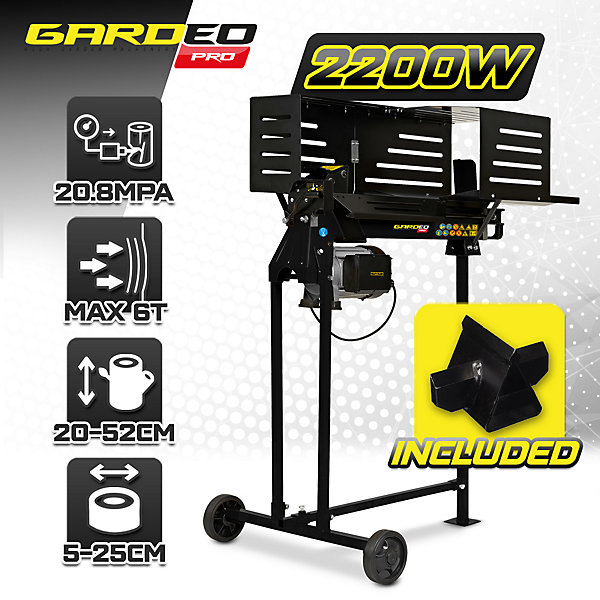 Fendeur de bûches horizontal 2200 W - 6 tonnes sur pieds.