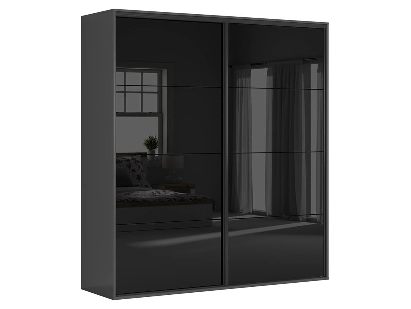 Szafa przesuwna Flex 220 cm grafit/czarny połysk