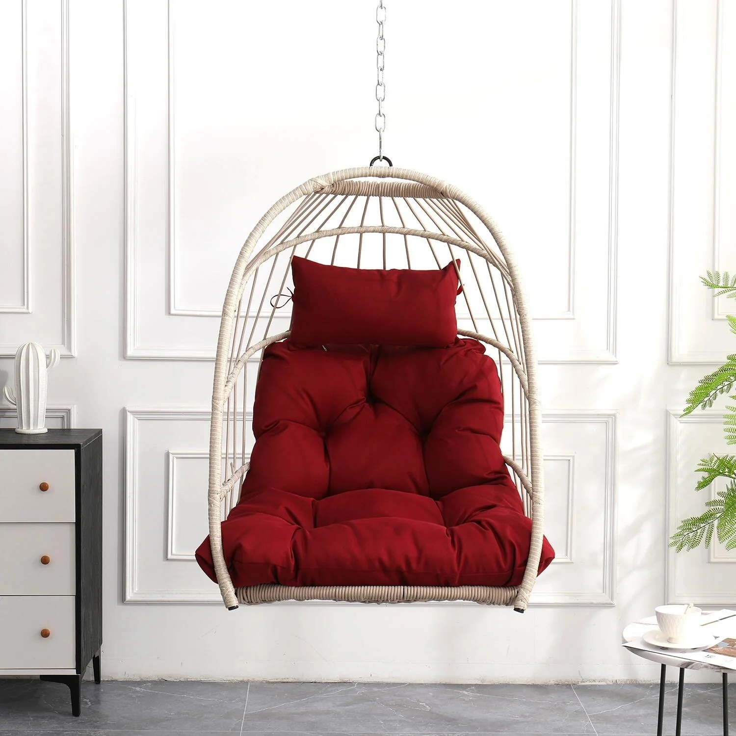 Weaving Egg Hanging Chairs Swing Hanging Basket Chair with Cushion