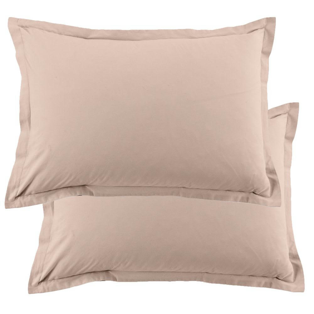 - Lot de 2 taies d'oreiller rectangles coton rose 50x70 cm