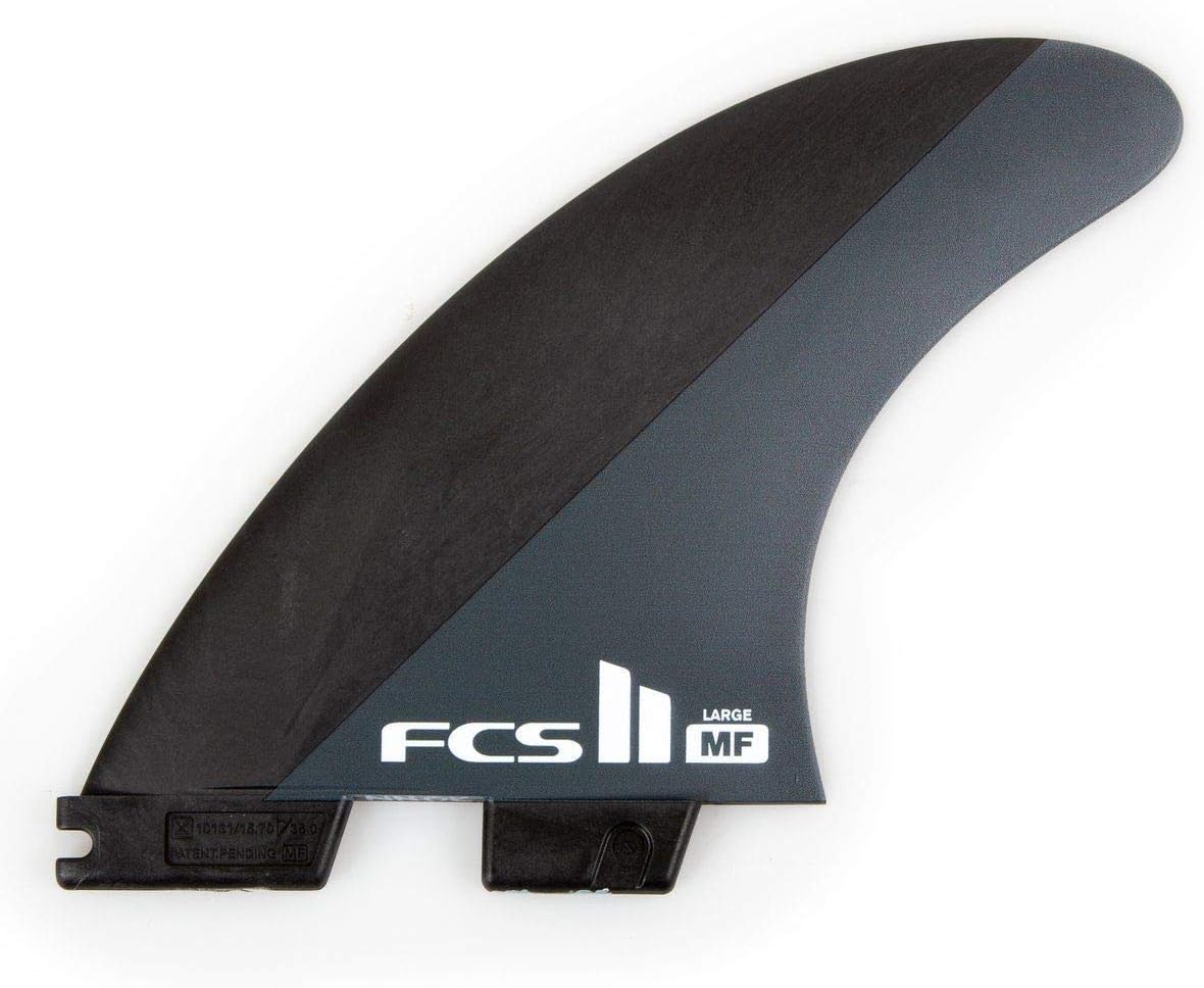 FCS II Mick Fanning Neo Carbon Large Tri Fins - Black / Charcoal | Designed for Power, Speed, & Quick Response, Ideal for Open Face, Down-The-Line Waves & Point and Reef Breaks