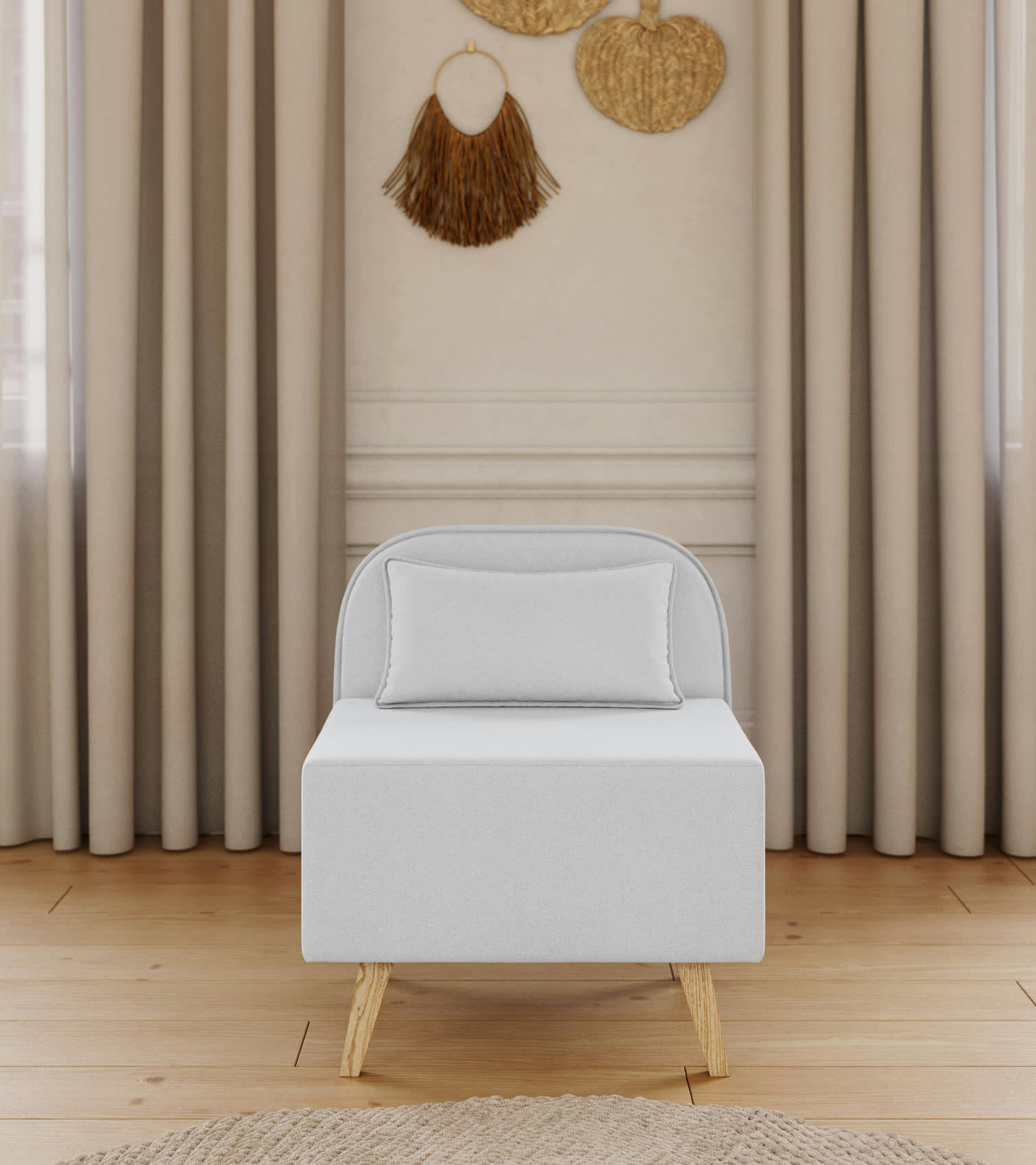 SARAH - Fauteuil  en tissu gris clair