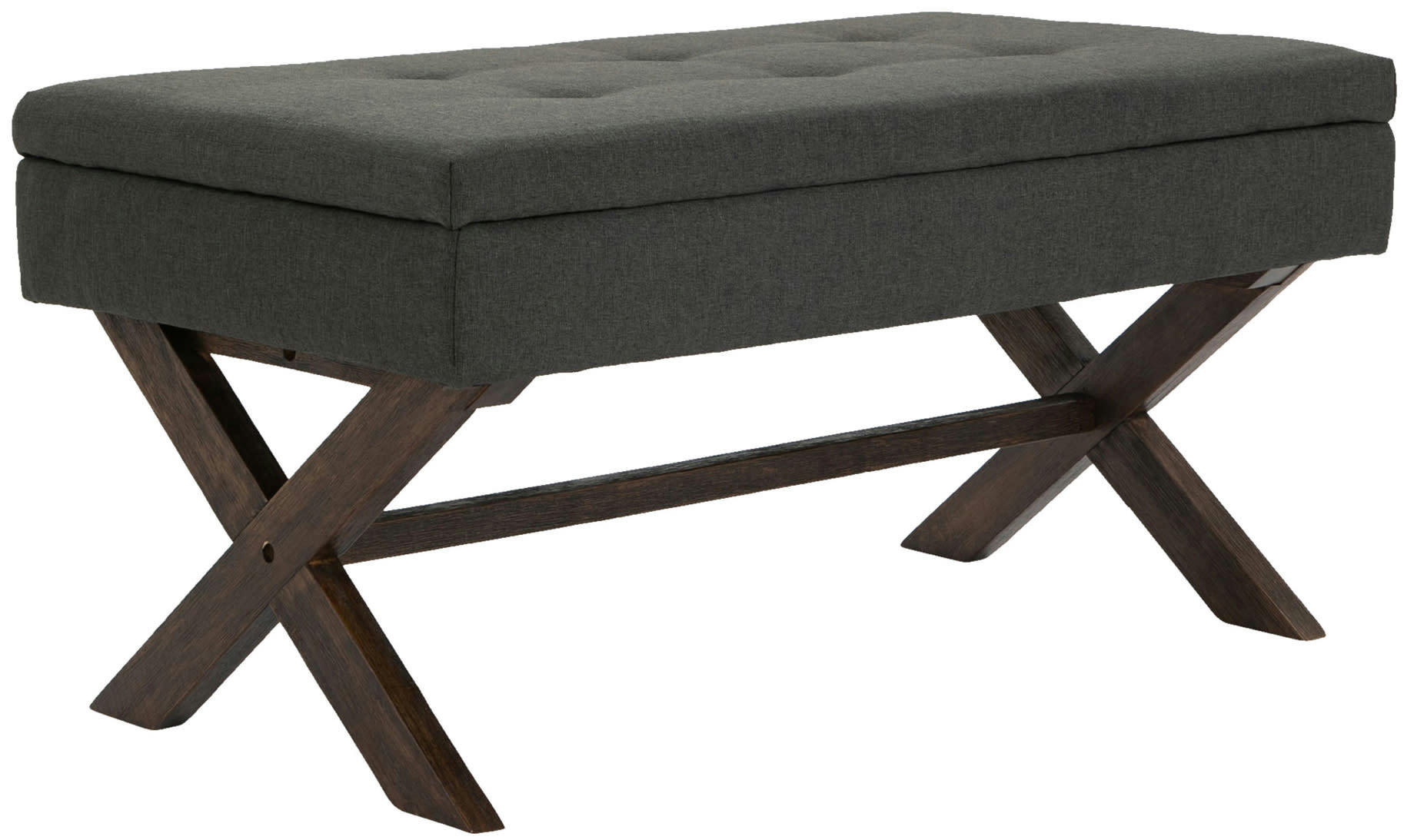 NAMARO - Banquette avec pieds en bois assise en tissu Gris foncé