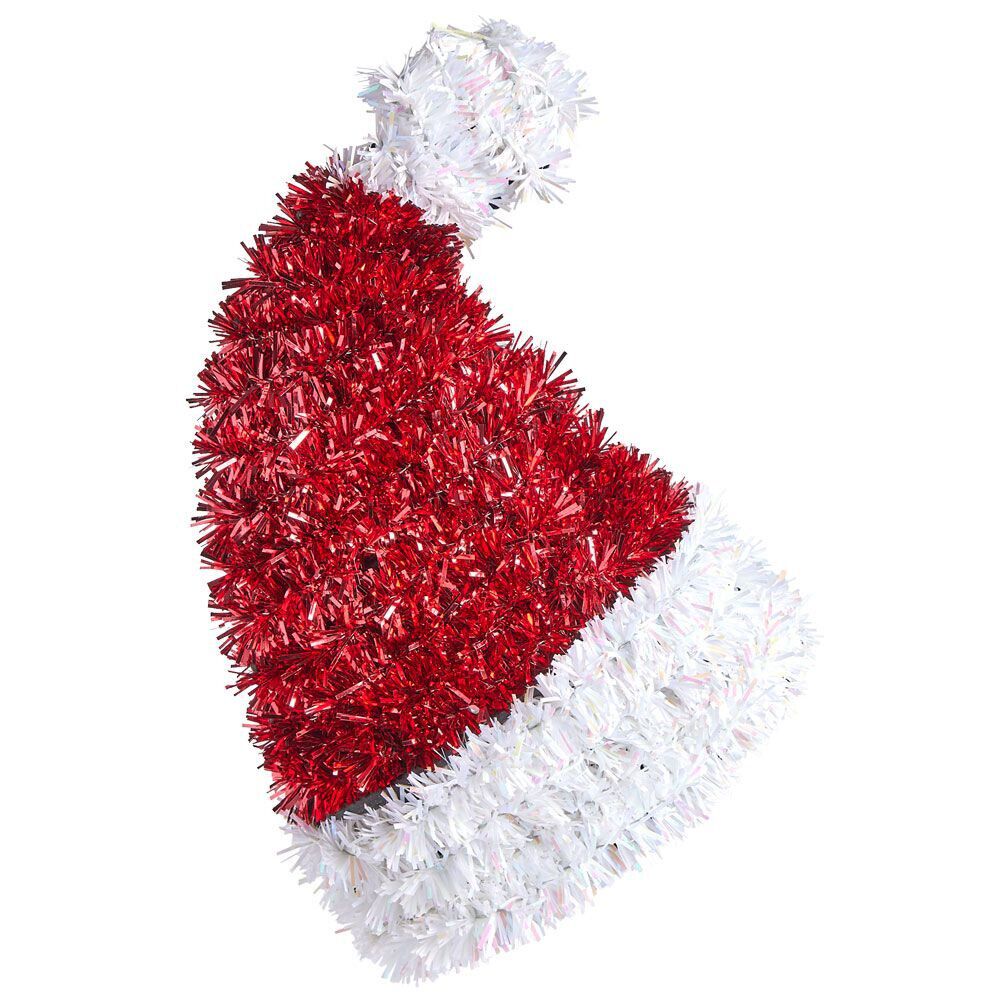 Suspension bonnet Père No&euml;l scintillant rouge et blanc