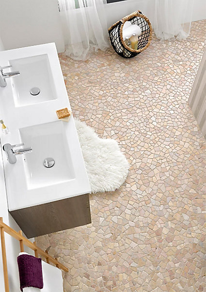 Carrelage de mosaïque (Boite de 1m²)/ Plaque mosaïque mur et sol en marbre naturel coloris rose - 30 x 30 cm