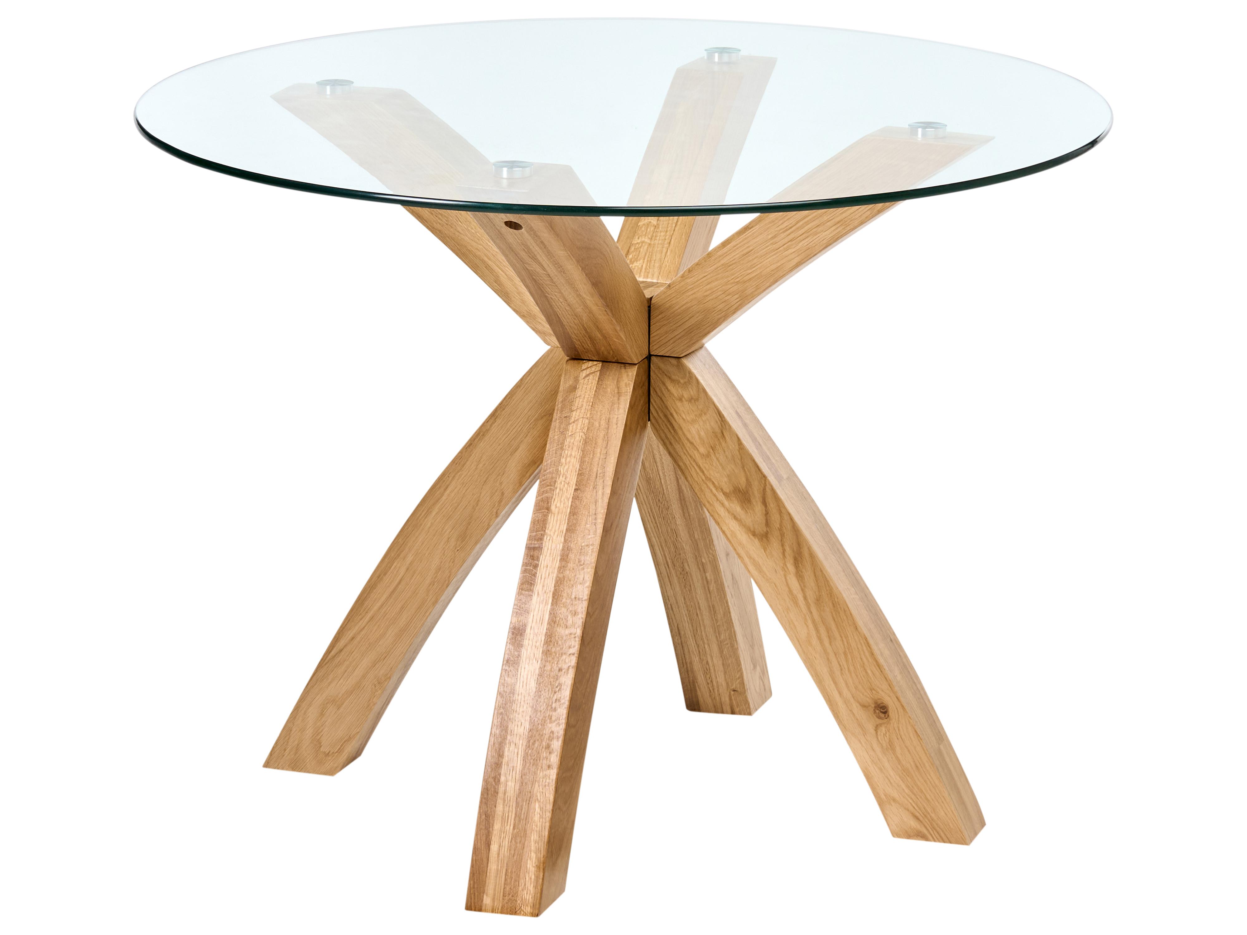 Dining Table YAPP Light Brown 100 cm 100 cm Tempered Glass