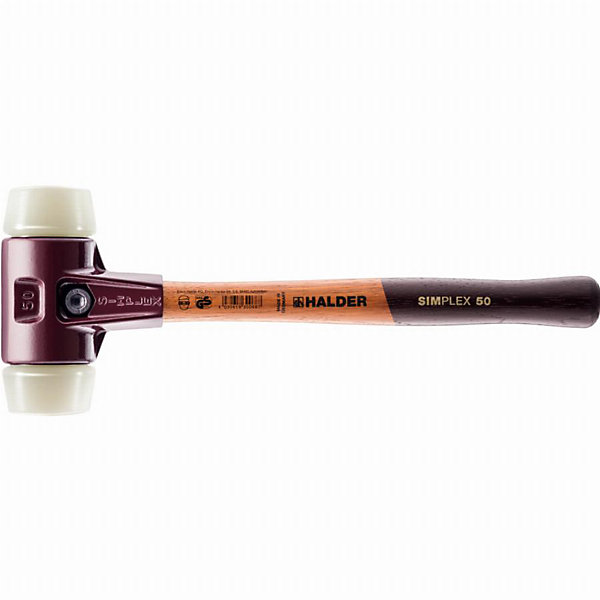 Maillet HALDER SIMPLEX embouts nylon - boîtier fonte malléable, manche bois D60 mm 3008.060