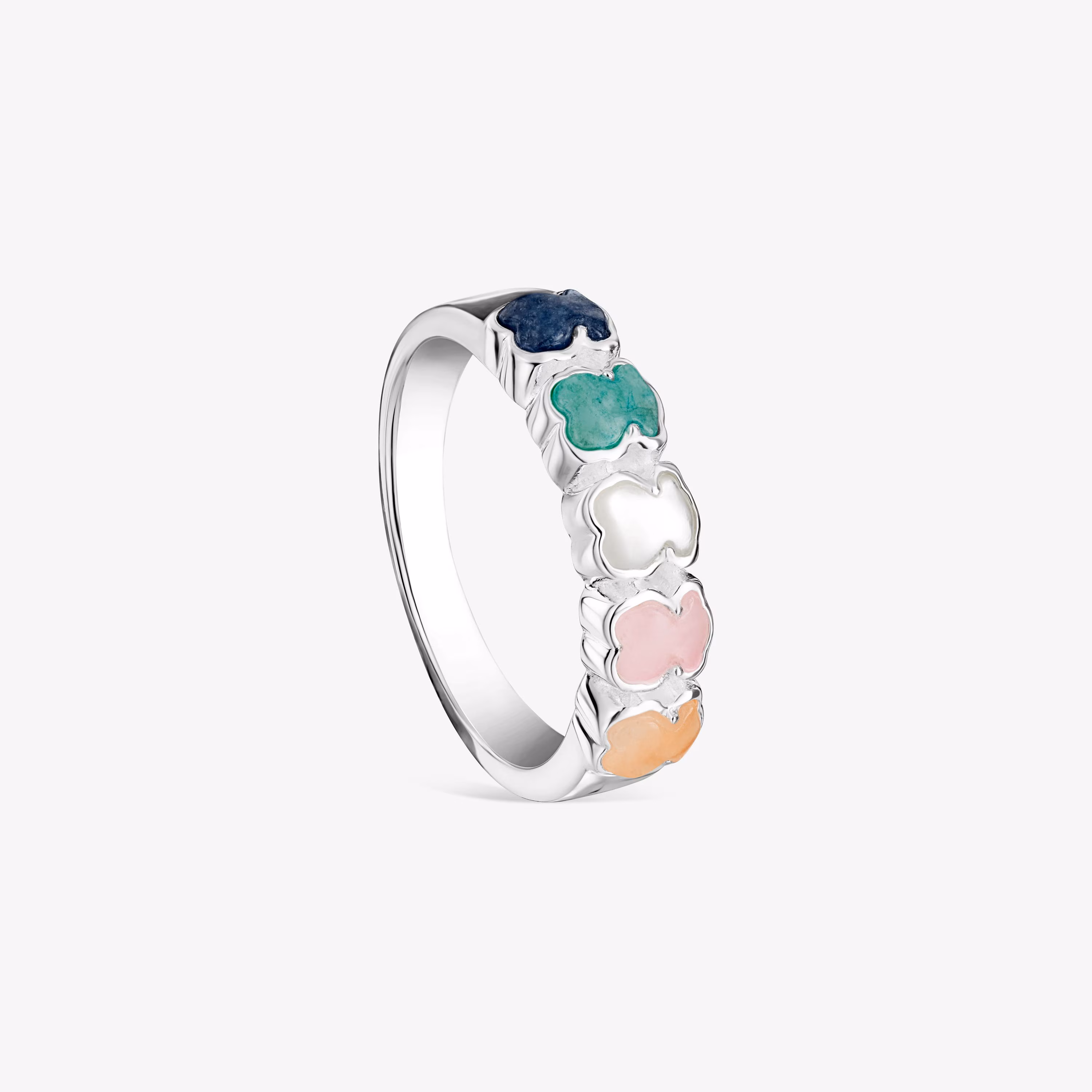 Anillo de plata con gemas multicolor motivo oso Mini Color