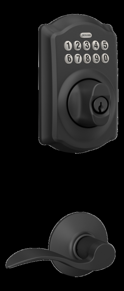 Schlage Camelot Electronic Keypad Deadbolt Door Lock & Lever, Matte Black