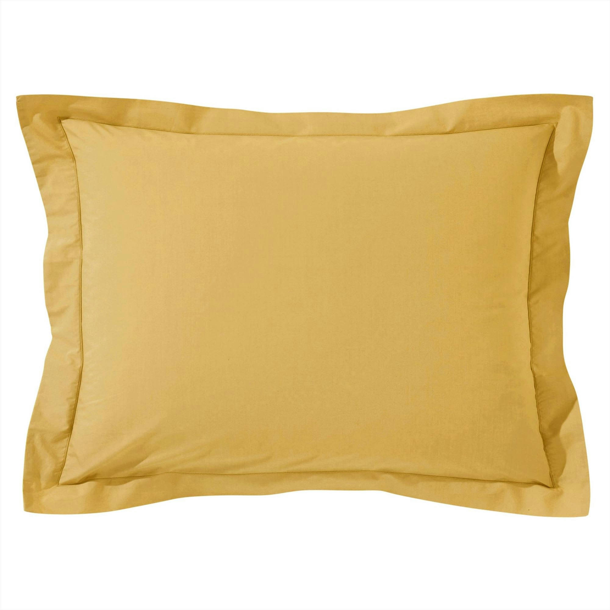 COTON UNI LAURÉAT - Taie volant 50x70 jaune ocre en coton