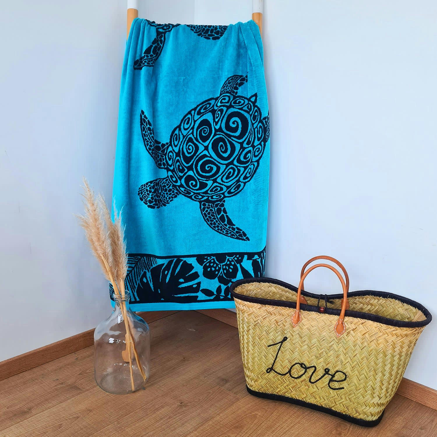 PLAGE - Serviette de plage éponge velours Jacquard Lagao 90x170