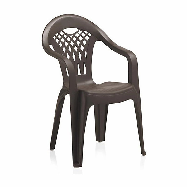 Lot de 4 chaises de jardin empilables en résine coloris Marron - Longueur 58 x Profondeur 54 x Hauteur 86 cm