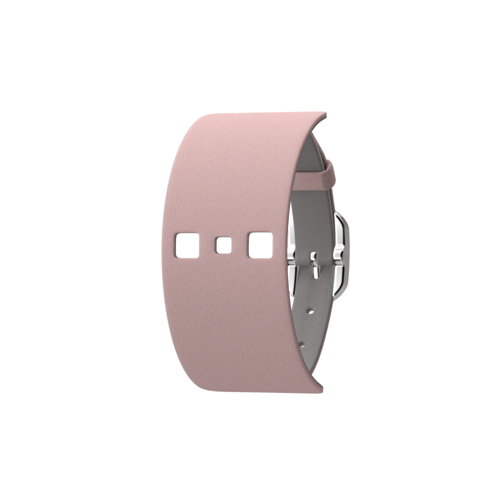 Bracelet Cuir Rose clair / Gris clair, boucle dorée rose