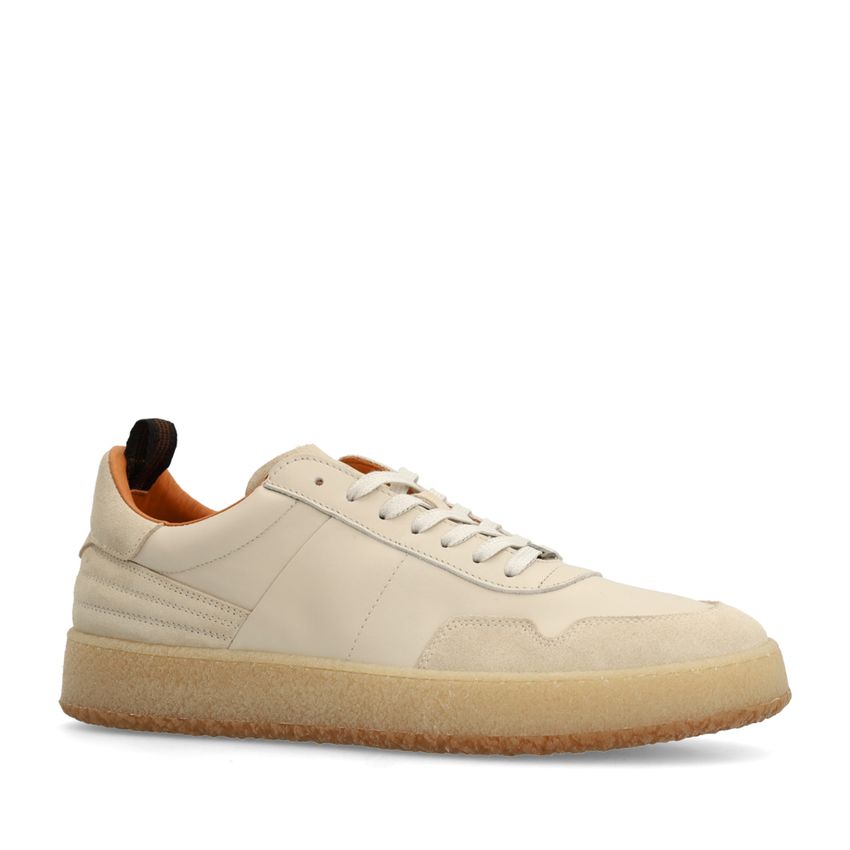 Manfield Beige leren sneakers met suède details