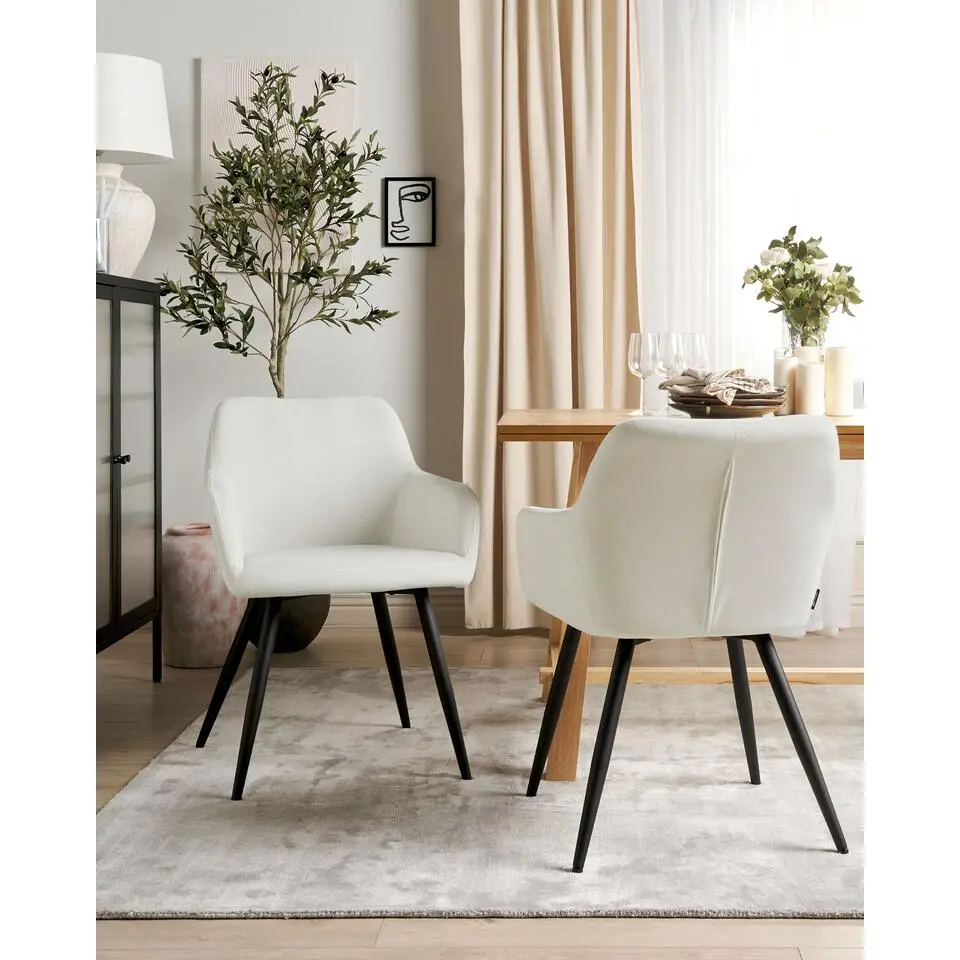 CASMALIA - Eetkamerstoel set van 2 - Wit - Fluweel