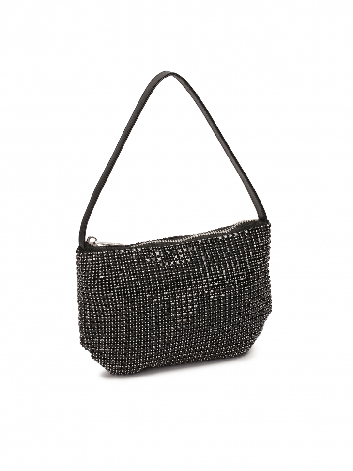 Shiny small handbag in black color